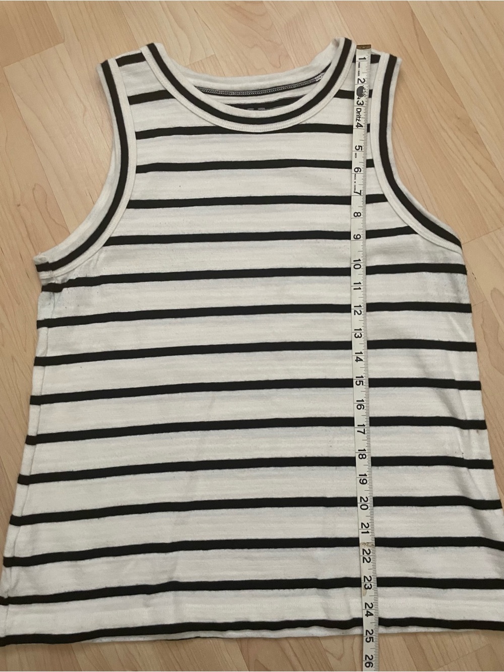 LOFT White and Black Striped 100% Cotton Knit Tank Top - Picture 3 of 6